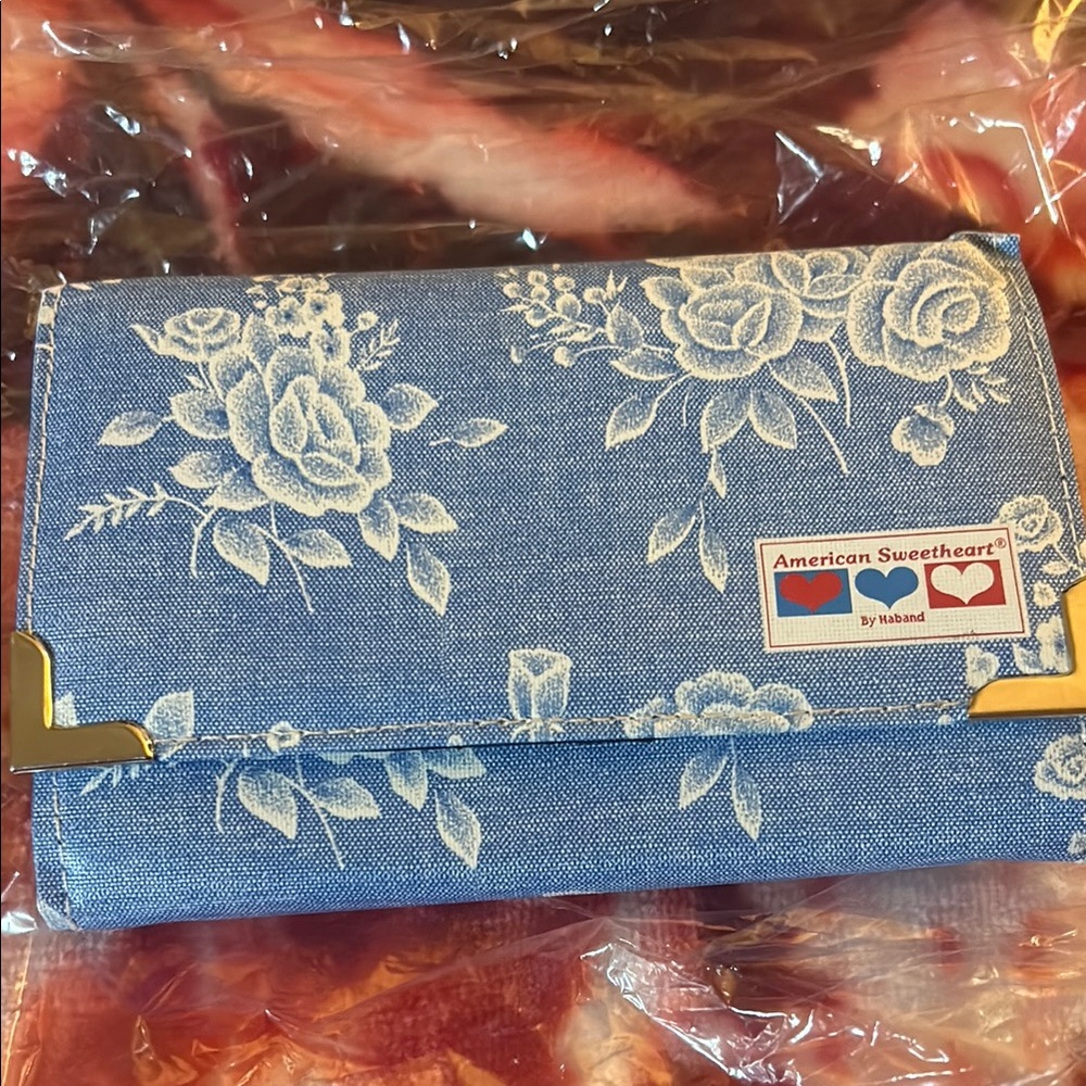 Haband Blue Floral Wallet Chic Denim Design